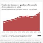 転倒で死亡した高齢者数の推移（２日付ＢＢＣブラジルの記事の一部）