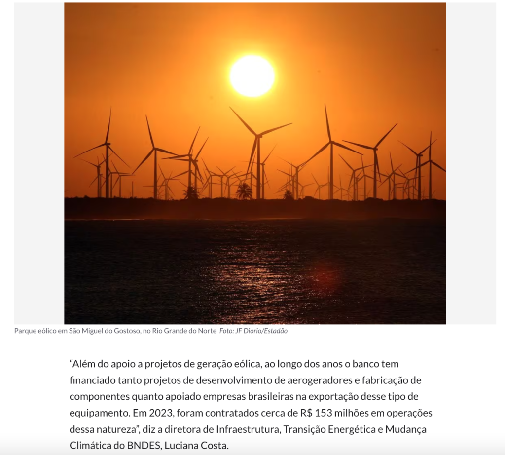 リオ・グランデ・ド・ノルテ州サンミゲル・ド・ゴストーゾの風力発電所（２８日付エスタード紙サイトの記事の一部)