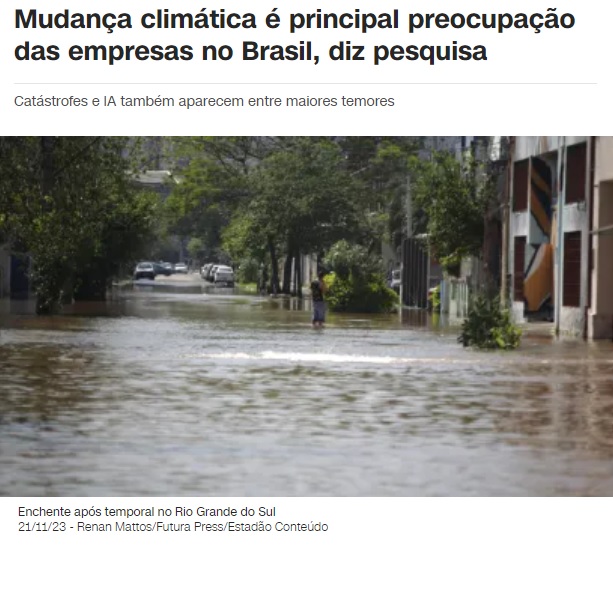 ブラジルの企業の最大の懸念事項は気候変動と報じる２０日付ＣＮＮブラジルの記事の一部