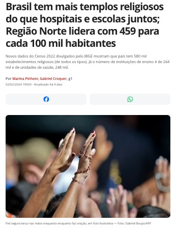ロザリオを手に持って祈るカトリック教徒たち（２日付Ｇ１サイトの記事の一部）