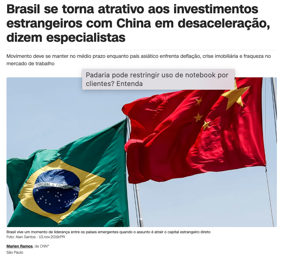 ブラジルは海外直接投資の誘致において新興国の先頭を走っている（２日付ＣＮＮサイトの記事の一部）