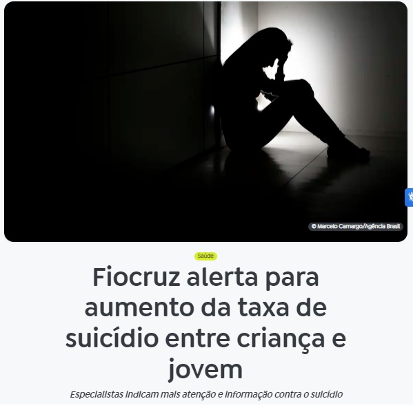 子供や若者の自殺率上昇と警告する２４日付アジェンシア・ブラジルの記事の一部
