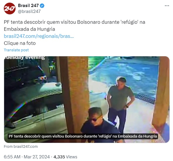 ハンガリー大使館でのボルソナロ氏（X）