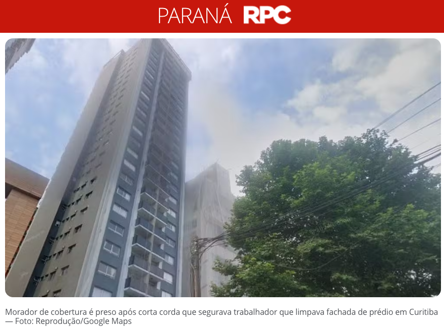 事件が起こったクリチバ市のマンション(26日付G1サイトの記事の一部)