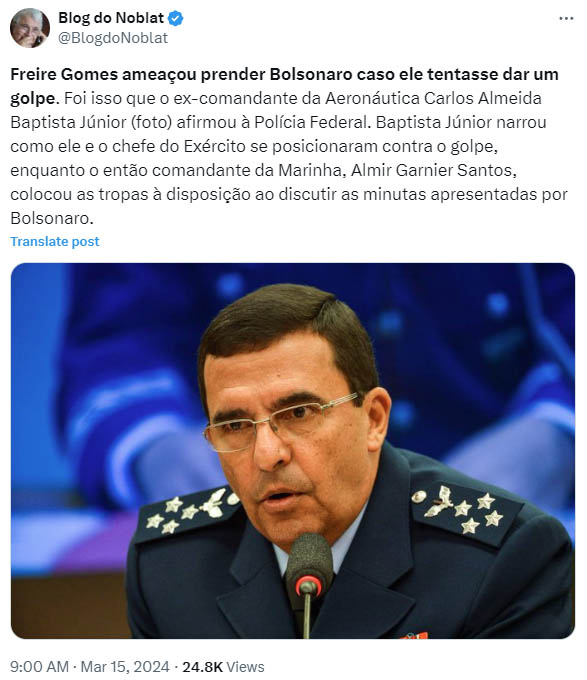 バチスタ元空軍司令官（Ｘ）