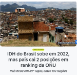 22年の人間開発指数が89位に落ちたと報じる14日付アジェンシア・ブラジルの記事の一部