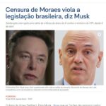 「モラエスの検閲はブラジルの法律に違反しているとマスク氏」との見出しが躍る１８日付ポデル３６０サイト（１）