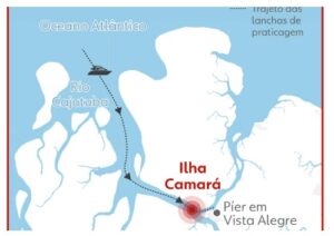 カマラ島とバラ・ド・パラー社の位置関係を示す地図（28日付G1サイトの記事の一部）
