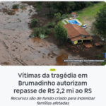 ブルマジーニョの被災者達がリオ・グランデ・ド・スル州への支援を決めたと報じる14日付アジェンシア・ブラジルの記事の一部