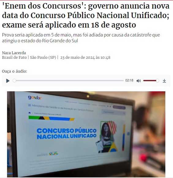 CPNUは8月18日実施と報じるブラジル・デ・ファトの記事の一部