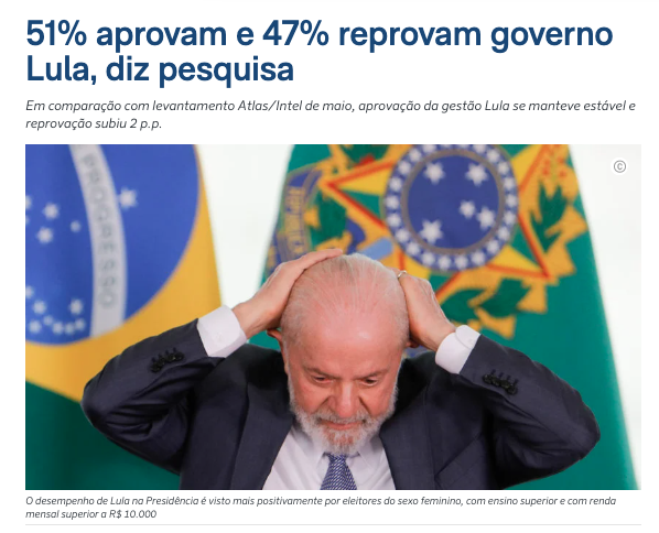ルーラ大統領は女性、大卒者、月収1万レアル以上の人々から肯定的な評価を受けている（16日付ポデール360サイトの記事の一部）