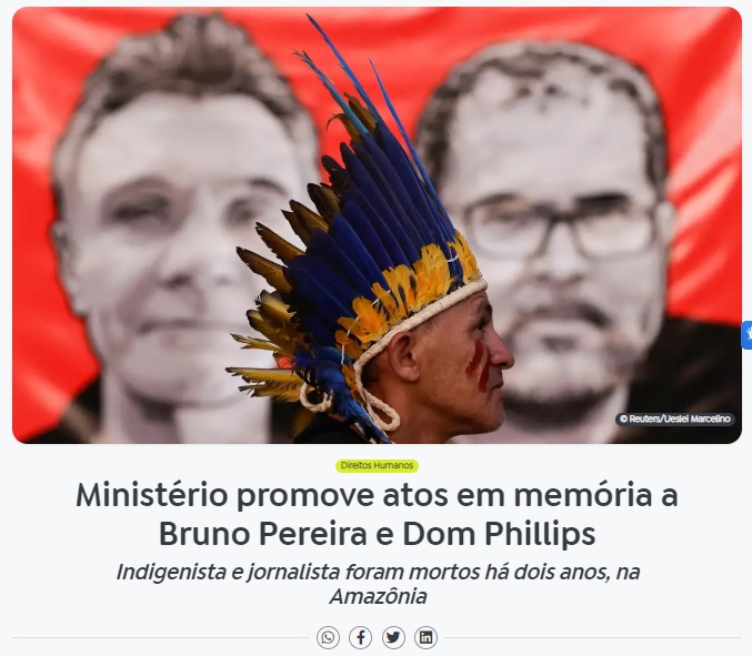 ブルーノ氏とドン氏の働きを覚え、讃えるイベント開催と報じる5日付アジェンシア・ブラジルの記事の一部