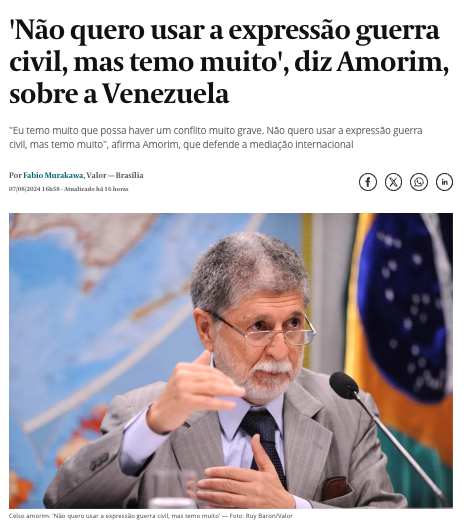 セルソ・アモリン氏（7日付ヴァロール紙の記事の一部）