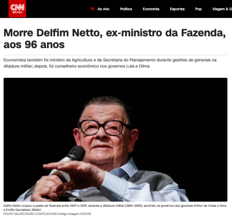 アントニオ・デルフィン・ネット氏（12日付CNNブラジル・サイトの記事の一部）