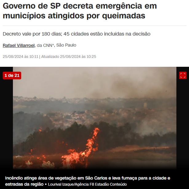45市に180日間の非常事態を宣言と報じる25日付CNNブラジルの記事の一部