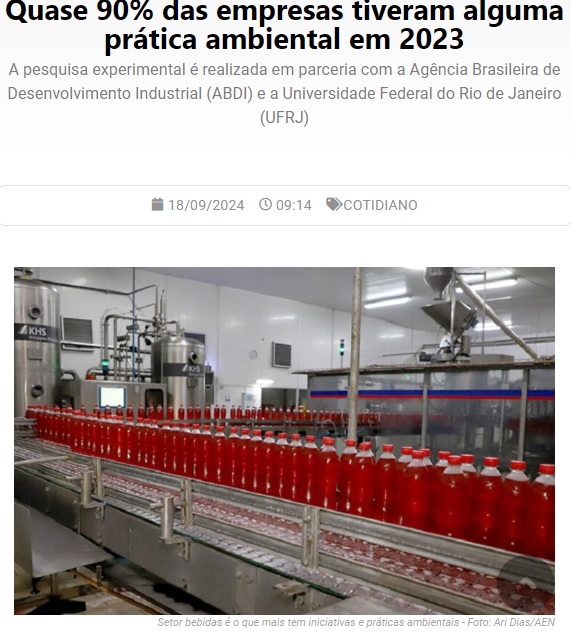 工業界の企業のほぼ90％が環境への取り組みを行っていたと報じるイッソ・エ・ノチッシアの記事の一部