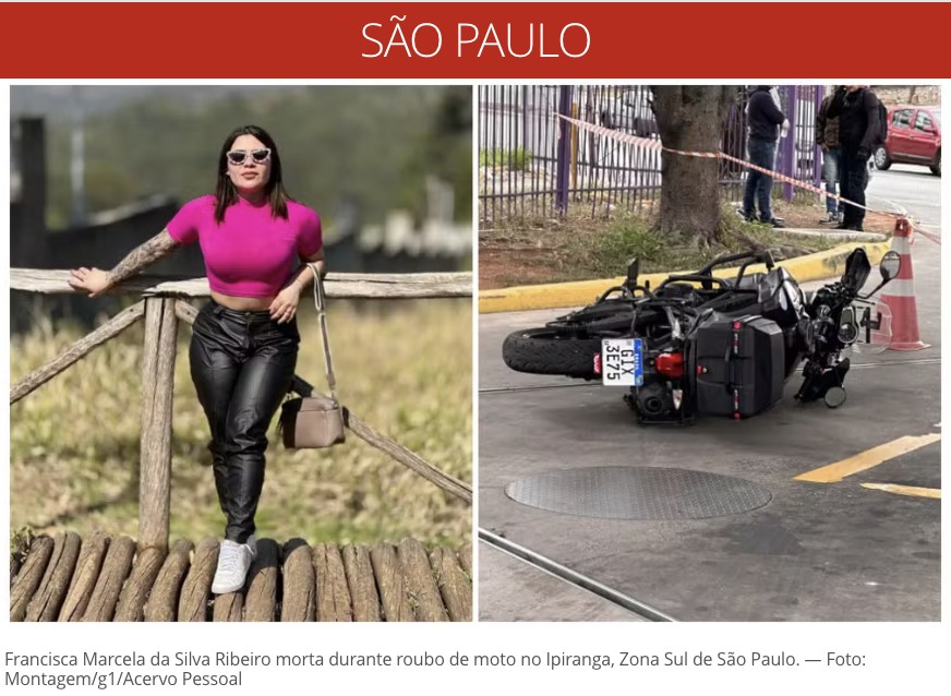 死亡したフランシスカさんと乗っていたバイク（8日付G1サイトの記事の一部）