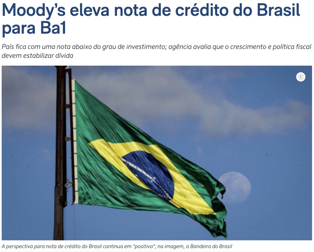 ムーディーズがブラジルの信用格付けをBa1に引き上げた（1日付ポデール360の記事の一部）