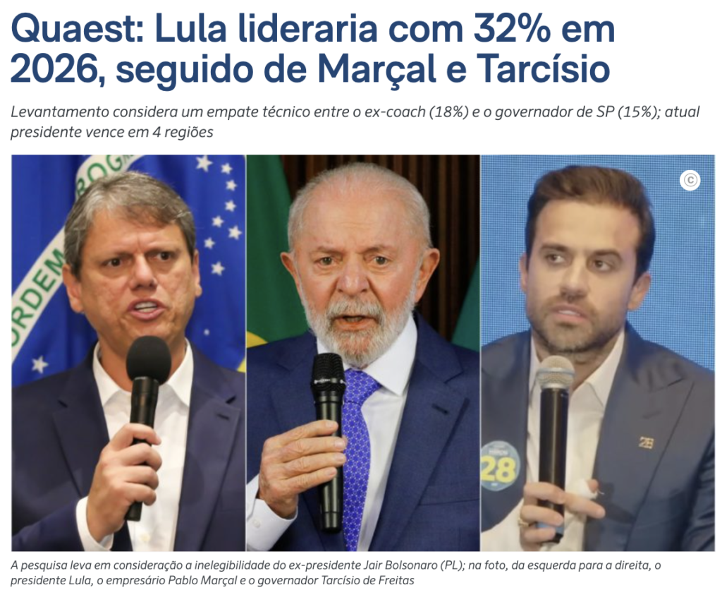 左からタルシジオ・デ・フレイタスサンパウロ州知事、ルーラ大統領、実業家のパブロ・マルサル氏（13日付ポデール360の記事の一部）
