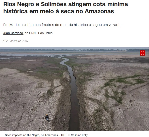 広大な砂地と化したネグロ川（10日付CNNブラジルの記事の一部）