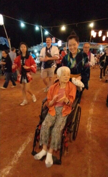 9月7日、第1アリアンサ100周年記念盆踊りの際の小原明子（提供写真）