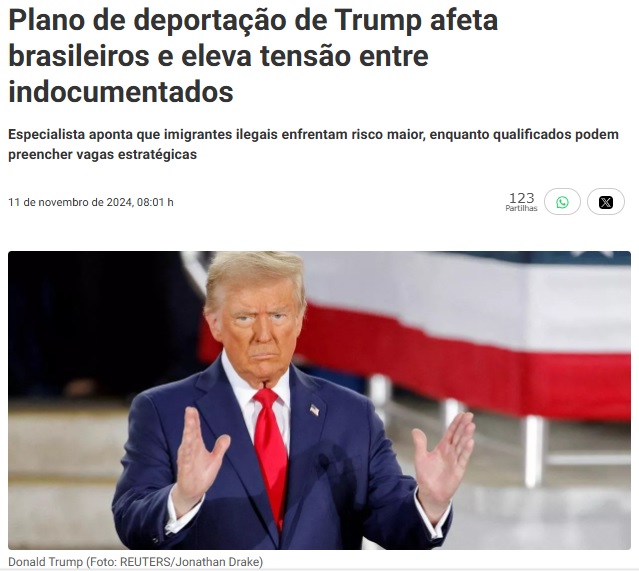 トランプ氏の移民政策がブラジル人達を圧迫し、書類を持たない人達の間の緊張を高めると報じる11日付ブラジル247の記事の一部