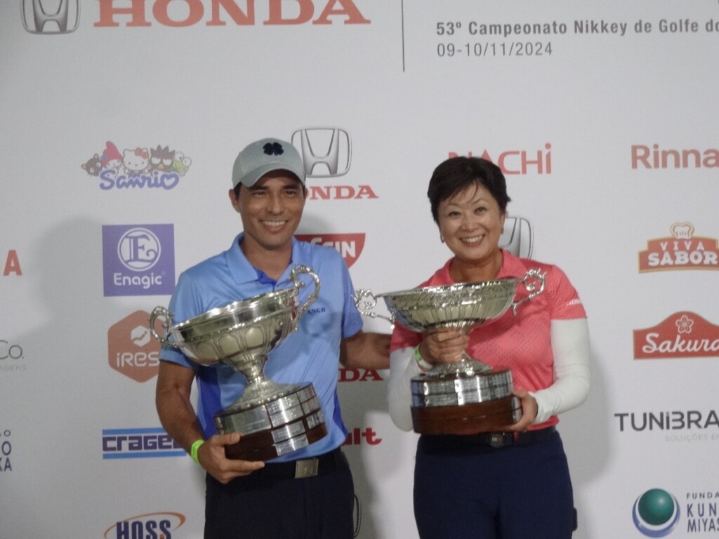 「ホンダオープン第53回ブラジル日系ゴルフ大会」の男子優勝者と女子優勝者