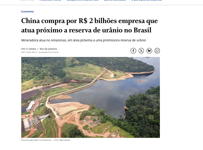 アマゾナス州の探鉱地域（28日付オ・グローボの記事の一部）