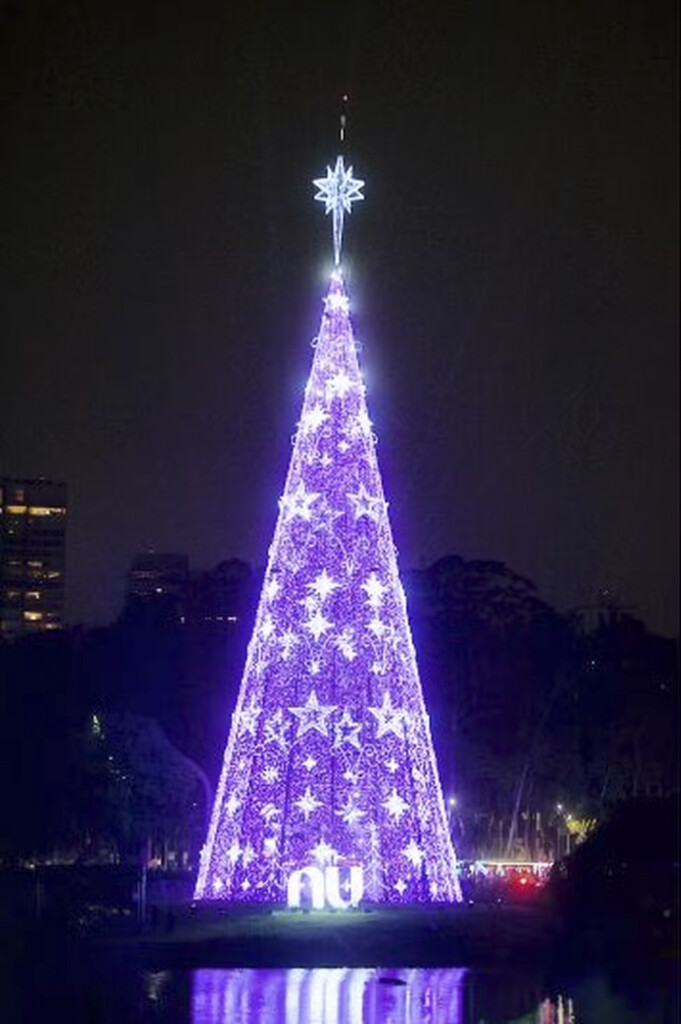 イビラプエラ公園に造られた高さ57メートルのクリスマスツリー（Divulgação/Prefeitura de São Paulo）