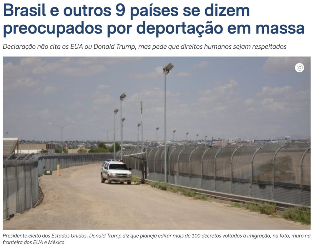 米国とメキシコの国境に設けられたフェンス（18日付ポデール360の記事の一部）