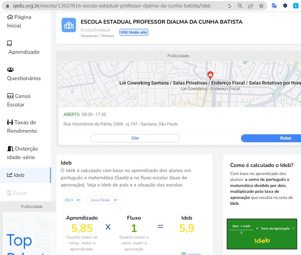 ブラジル教育省QEduサイトのエティ校評価頁には5・9とある<a href=