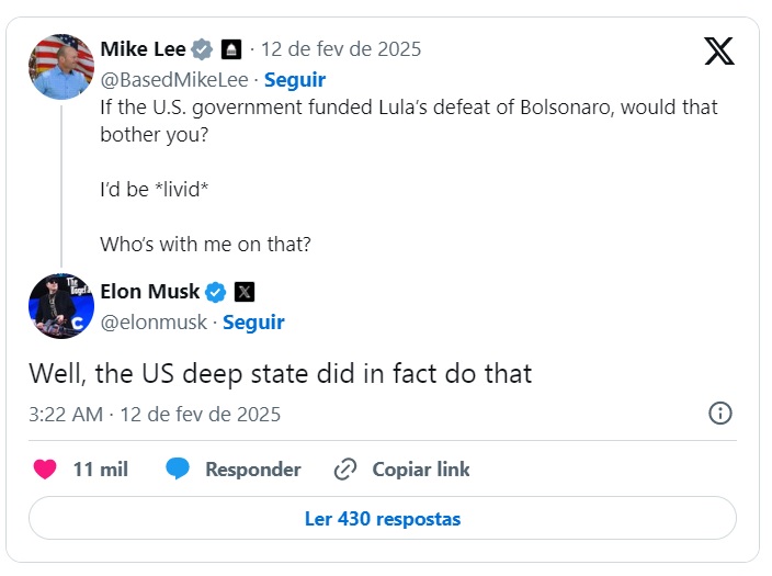 マイク・リー米国上議のX投稿に、「実際にアメリカの『ディープ・ステート』がそれを行った」応えるマスク<a href=