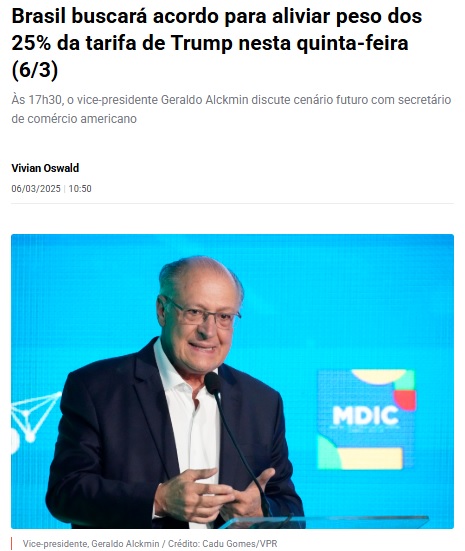副大統領が米商務長官と関税引き上げに関する会談を行うと報じる6日付ジョッタ・インフォの記事の一部