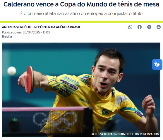 ウゴ・カルデラノが優勝したと報じる20日付アジェンシア・ブラジルの記事の一部