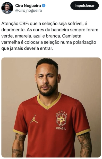 赤色ユニフォームを批判するシロ・ノゲイラ上議のインスタグラム投稿(写真は合成)(@cironogueira)