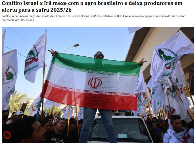 イスラエルとイランの紛争でブラジルの農業界にも影響（１７日付エザメ誌サイトの記事の一部）