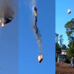 熱気球が炎上し墜落する様子（Foto: Reprodução）